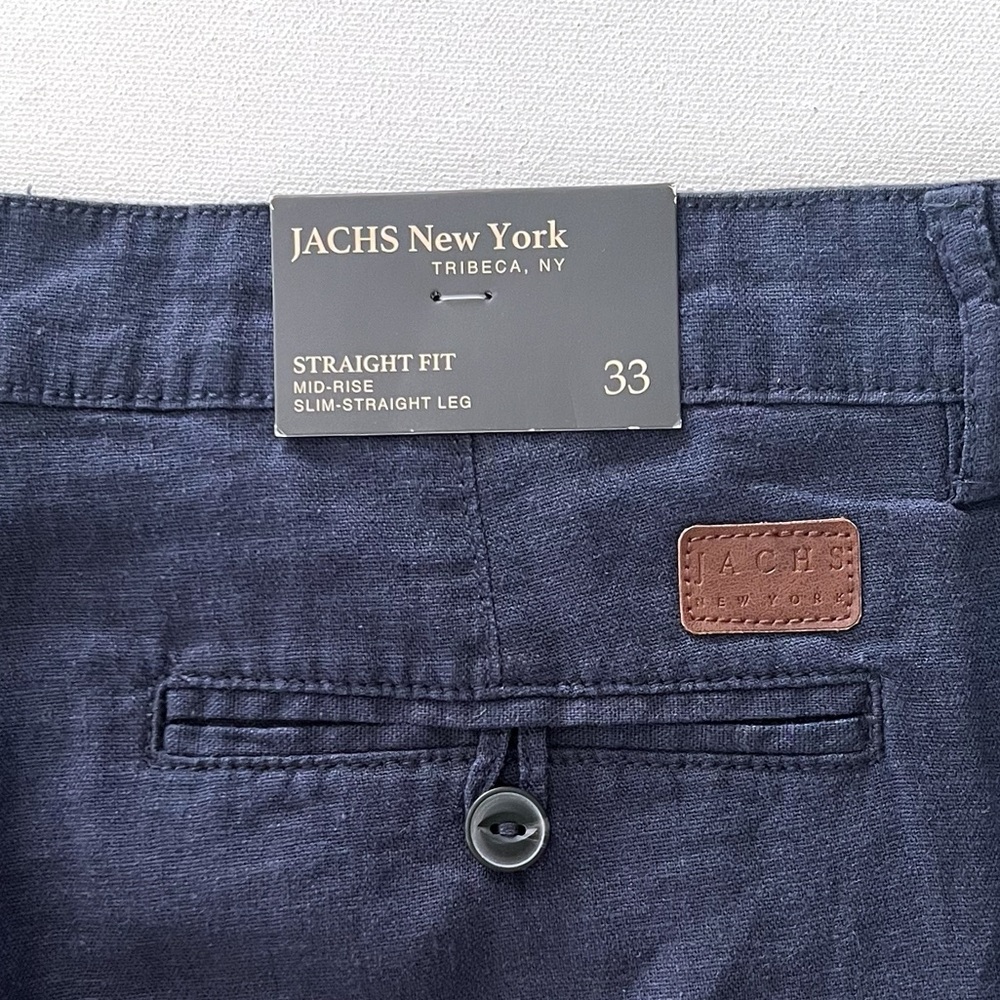 Jach’s New York Straight Fit Linen Blend Bowie Chino Pant in Indigo Size 33 - Picture 5 of 8